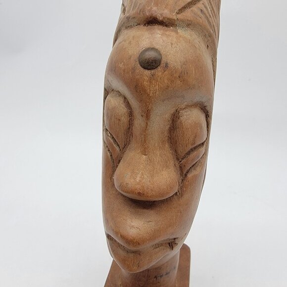 Vintage Hand Carved Solid Wood African Tribal Bust Africa Profile - Picture 3 of 7